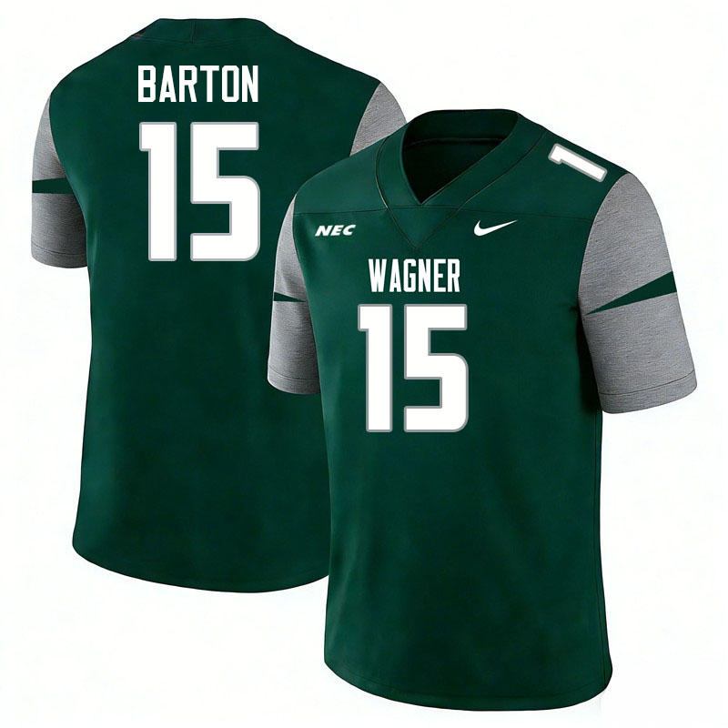 Wagner Seahawks #15 Jordan Barton College Football Jerseys,Uniforms Stitched-Green